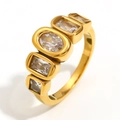 18K gold plated stainless steel ring featuring five multi-shape bezel-set zircon stones - US 6 / Gold