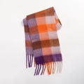 Plaid scarf with orange, purple, and brown checks featuring soft tassel edges on white background - Orange, Purple, Brown and Beige Plaid (Style I)