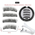KS01-4 magnetic eyelash kit with double layer lashes, mirror case and applicator tool - KS01-4 Style With White Applicator Set