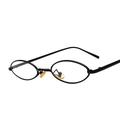 Retro small oval metal sunglasses with black frame and golden nose pads - Black Frame Clear Lens