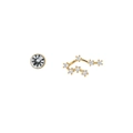 Gold s925 silver stud earrings set with zircon constellation and single stone design - Cancer (Clear)