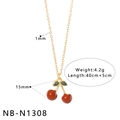 Detailed specs of red cherry pendant necklace with dimensions and chain length info - Cherry Enamel Necklace (NB-N1308)