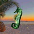 Seahorse hair claw clip in emerald green marble acetate with marine inspired design - Green Seahorse