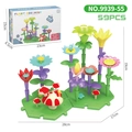 Set di costruzioni per giardino fiorito fai-da-te da 59 pezzi con fiori e steli colorati - Set da 59 Pezzi