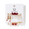 6-pair Christmas stud earring set featuring trees, snowmen and bows on display card - Spring Christmas Tree Earrings Set