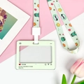 Schattige lichtgroene schuifpasjeshouder met CUTE koord en tulpdecoratie - Groen / Kikker Lanyard
