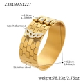 Detail of 18k gold plated honeycomb bangle with Czech diamonds and stainless steel texture - Z331-White Zircon Brick Wall / Gold