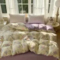 Floral cotton bedding set featuring yellow flower duvet cover and purple sheet - Slightly Sweet / 1.5*2.0m