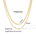 Zweilagige goldene Edelstahlkette mit verstellbaren Kettenlängen von 39 cm und 42,5 cm - Doppellagiger Breiter Kettenstil (YYN023392)