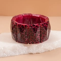 Fashionable magenta leopard print acrylic resin cuff bracelet with square link design - Rose Red