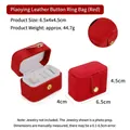 Travel jewelry box in red leather with gold snap closure and four ring slots - Red