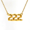 Golden 222 bubble number necklace with 18k plated finish and high polish texture - 222