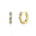 Macro detail of S925 sterling silver gold earrings with marquise-cut light blue zircon - 24K / Gold-Light Blue Marquise Rhinestone (W80336-GG-3)