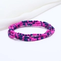 Detail of double-layered blue and rose red seed bead chain on a clean white background - 80cm / Dark Blue/Rose Red