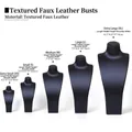 Matte black brushed leather jewelry bust displays in five sizes for necklace presentation - Extra Small 8.5*14cm / Blue Brushed PU