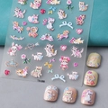 Adesivi per unghie 5D in rilievo con gattini e coniglietti, modello TS-068 - Stile in Rilievo 5D con Animali e Fiori Carini (TS-068)