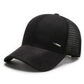 Casquette de baseball noire en mesh pour homme avec logo métallique et visière - Réglable / Noir
