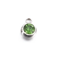 Green birthstone pendant in 6mm silver stainless steel setting for DIY jewelry - Grass Green - Steel Color
