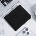 Minimalist matte black bifold wallet on a marble desk with premium office supplies - Short Black