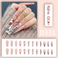 Set unghie finte rosa con decorazioni a cuore, glitter argento e strass - Stile Strass Glitter Cuore Rosa Nude (D333)