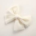 Close-up of a cream white mesh bow hair clip with delicate fabric texture for girls - 10.5*7.5 CM / Off White