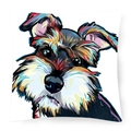 Square white pillowcase with colorful pop art schnauzer dog digital print - Style 3