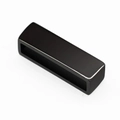 Minimalist black stainless steel rectangular charm for DIY leather bracelet customization - Narrow Blank Accessory / Black