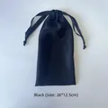 Black silk-satin storage bag with drawstring and dimensions 26x12.5cm for eye masks - Large Cloth Bag 26x12.5cm / Black