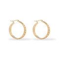 18K gold plated stainless steel hoop earrings with elegant woven texture design - 30MM Triple Layer Twisted Braided Texture Hoops (MS-031/Gold)