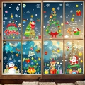 Stickers électrostatiques de Noël avec Père Noël, bonshommes de neige et rennes pour vitres - Ensemble de 8 (Collection Complète Père Noël/Bonhomme de neige/Renne)
