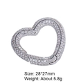 Cierre de corazón plateado con circonitas micro pavé para joyería DIY 28x27mm - Estilo 46: Cierre De Conexión De Cobre Con Circonita Microengastada