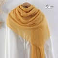 Ginger yellow pleated cotton linen scarf with fine vertical wrinkles and frayed edges - Ginger Yellow
