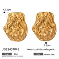 Boucles d'oreilles vintage en acier inoxydable doré avec texture martelée irrégulière - Style martelé irrégulier doré (JDE2407043)