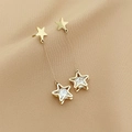 Orecchini a stella dorati minimalisti con zirconi e catene a nappa per donne eleganti - Stile Stella (CEK146)
