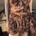 Bohemian brown floral set with fabric rose belt and long tassel fringe bag detail - Rose Binding K0258