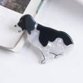 Graziosa molletta per capelli a forma di cane in acetato bianco e nero marmorizzato - Stile Segugio Nero e Bianco Realistico (D15-2-12)