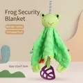 Doudou grenouille vert en tissu minky 3D avec anneau de dentition en silicone violet - Doudou Grenouille pour Bébé