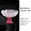 Tasse à thé lotus en verre dépoli rose avec dimensions et capacité de 70 ml détaillée - Rose