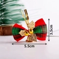 Lazo navideño de 5,5x3,5cm con cinta de cuadros verde, cascabeles y hojas - Estilo de Cuadros Con Acebo y Campana (5.5*3.5CM)