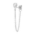Elegant S925 sterling silver chain stud earrings with pear-shaped cubic zirconia - Style 2 / Silver (Single)