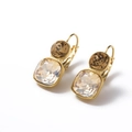 Elegant gold titanium earrings with champagne square crystal and leverback closure - Silk + Light Peach