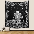 Detailed flat lay of black and white gothic tapestry with intricate textile patterns - GT133354 / 73X95CM (Brushed Fabric)