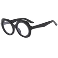 Fashionable oversized irregular wave frame sunglasses with high-gloss black finish - Black Frame