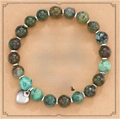 Green natural stone zebra heart charm bracelet on To My Dear Mom gift card greeting - African Pine Stone