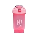 Pink translucent fitness shaker bottle with white H! text and convenient carry handle - New Pink