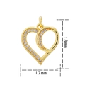 Golden heart pendant with zircons, dimensions 18mm height by 17mm width for DIY jewelry - Gold White Zirconia-Heart 1179