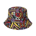 Reversible bucket hat with colorful geometric ethnic patterns for casual outdoor sun protection - Multicolor Geometric Pattern (A)