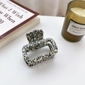 Chic black and white spotted acetate hair claw clip with a square design for women - Small Leopard Print-5cm (No Logo)