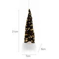 Lighted Christmas gnome hanging ornament with gold sequins and soft white fur beard, 21cm - Black Gold Sequin Style