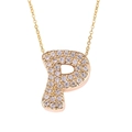 Gold plated alphabet letter P necklace with shimmering micro-paved cubic zirconia stones - Letter P / Gold